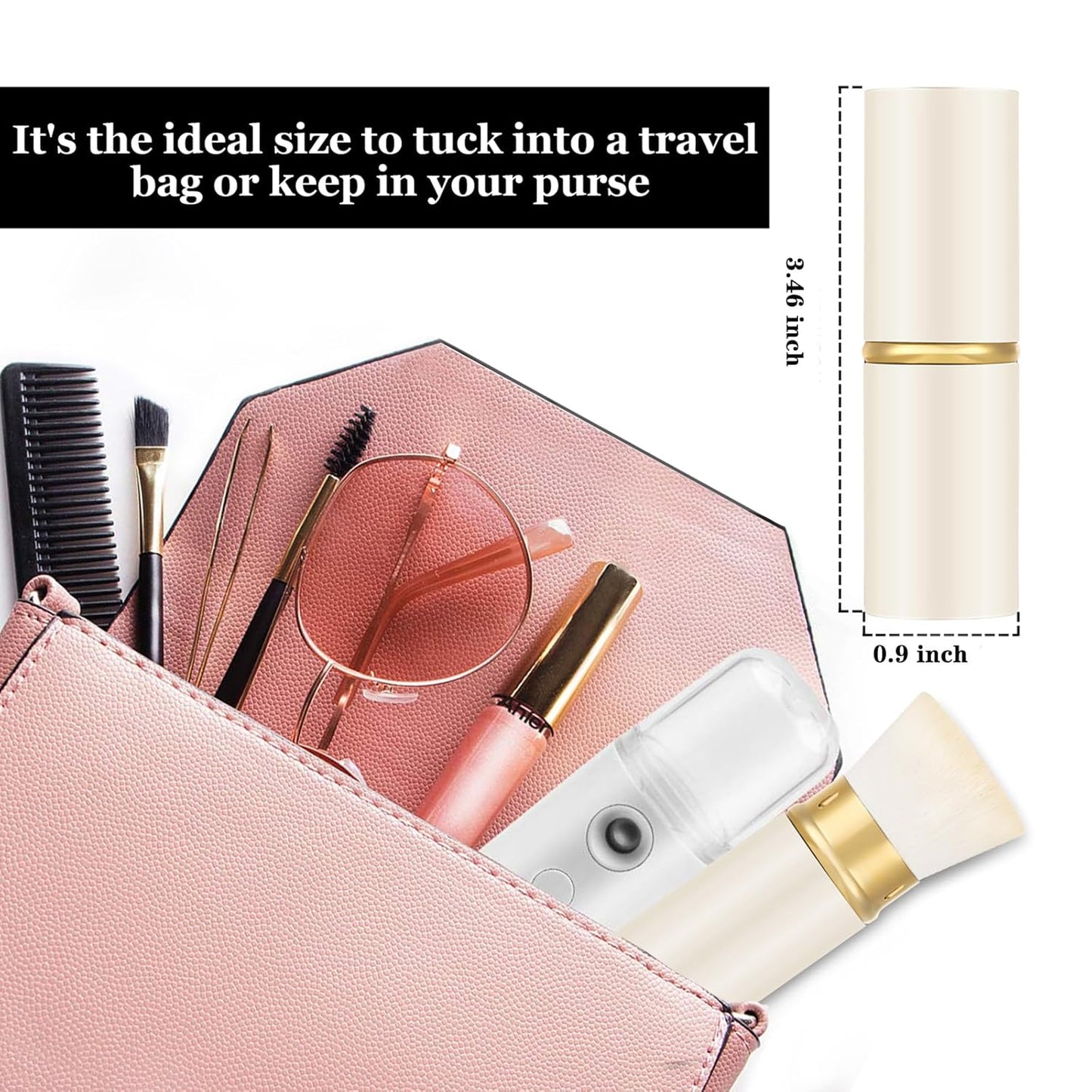 Falliny Retractable Foundation Makeup Brushes, Travel Kabuki Powder Brush Portable Liquid Foundation Sunscreen Brush with Cover for Blending Liquid, Bronzer,Cream or Flawless Powder Cosmetics-Velvo Beauty