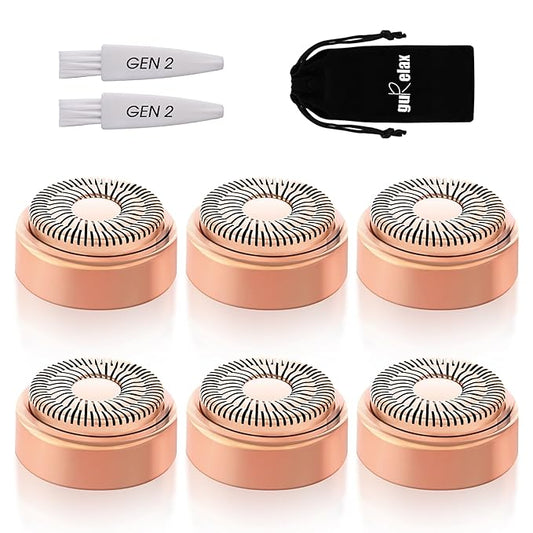 Replacement Heads for Flawless Facial Hair Remover, Gen 2 Replacement Blades Compatible with Finishing Touch Flawless Hair Removal, 18K Gold Painless Razor Head for Women(6 Pack)-Velvo Beauty