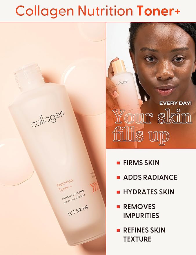 It'S SKIN Collagen Nutrition Toner, Anti-Wrinkle Face Toner with Marine Collagen, Firming & Revitalizing, Texture Refining pH Balancing & Nourishing Toner, 5.07 fl.oz.-Velvo Beauty