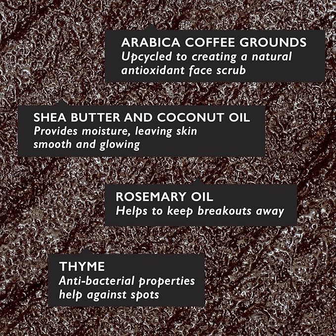 UpCircle Coffee Face Scrub - Herbal Blend For Oily, Combination + Spot Prone Skin 3.5oz - Tea Tree, Shea Butter, Coconut + Rosehip Oil - Natural, Vegan Face Exfoliator For Soft, Smooth Skin-Velvo Beauty