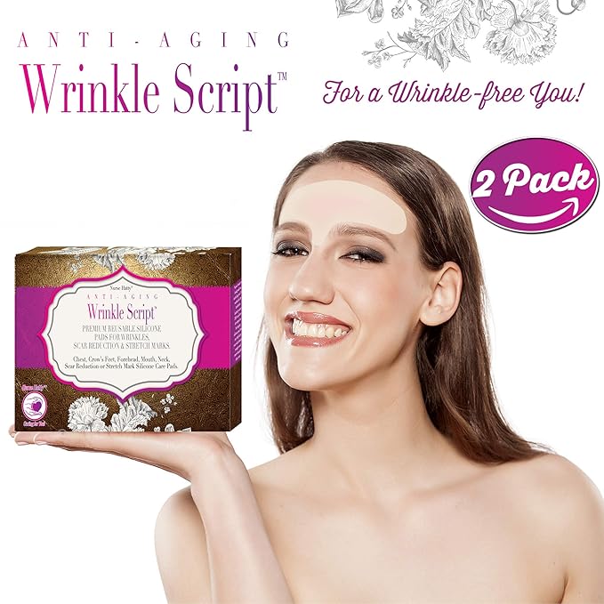Nurse Hatty® Anti-aging Wrinkle Script Forehead 2pk. Silicone Skincare Pads for Wrinkles-Velvo Beauty