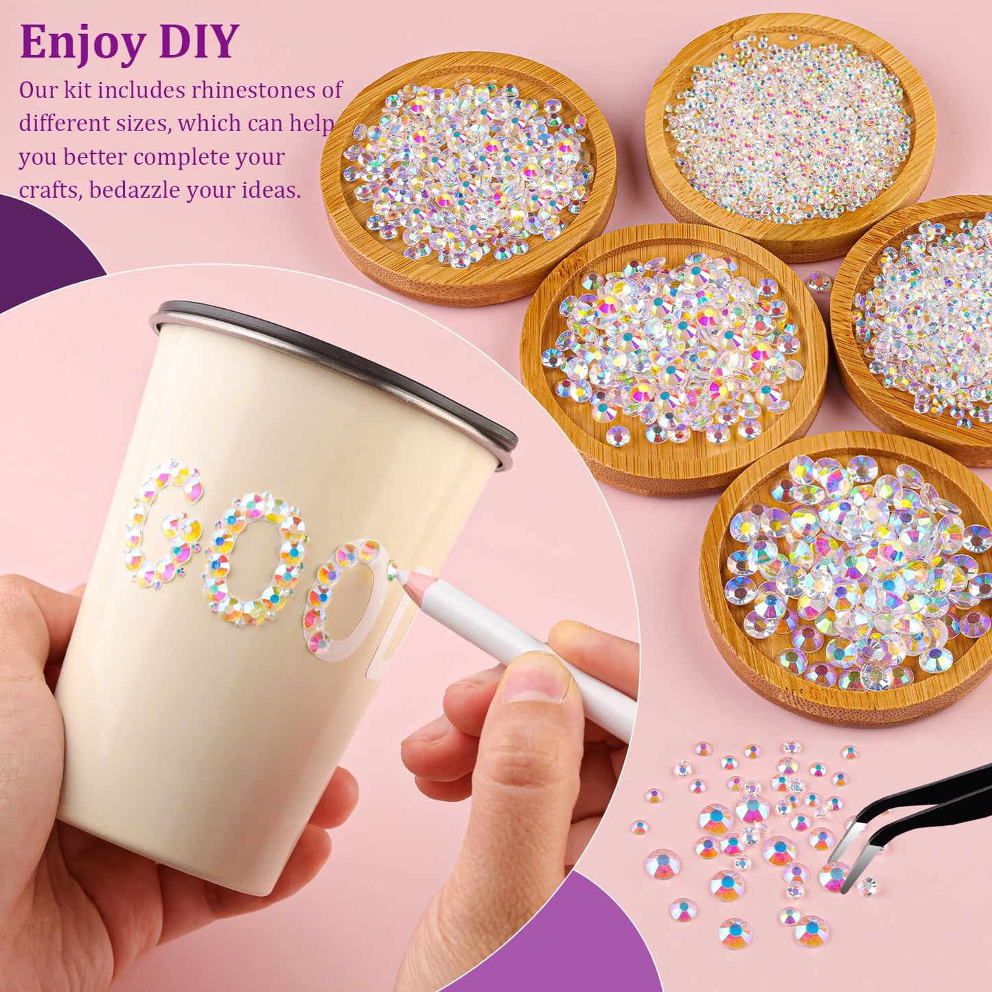 Resin Jelly Rhinestones for Crafting with B7000 Jewelry Glue, 2 Boxes Transparent AB Flatback Crystals with 3Pcs 10ml Glue, Bedazzling Non Hotfix Gems for DIY Tumblers Clothing Shoes Manicure-Velvo Beauty