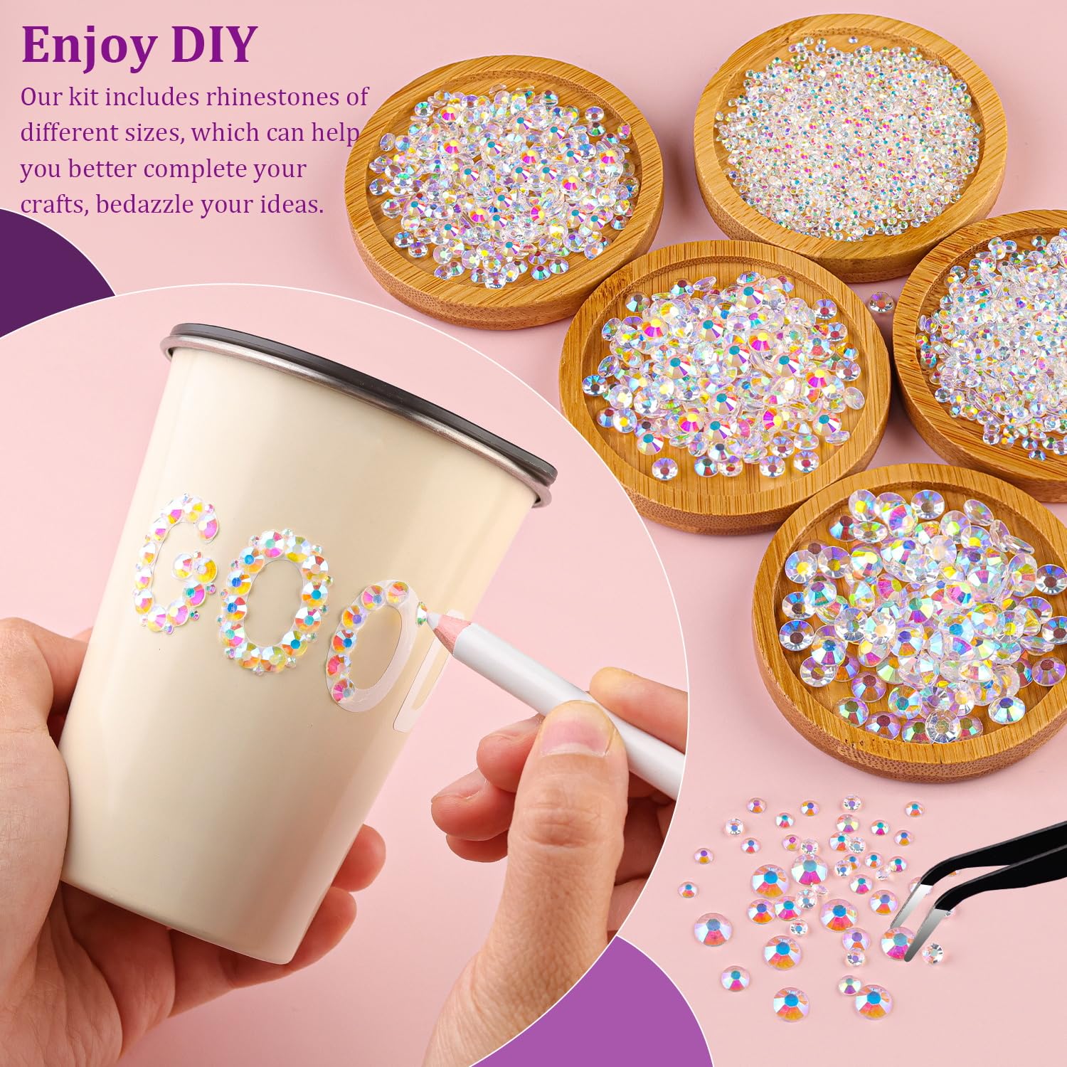 Resin Jelly Rhinestones for Crafting with B7000 Jewelry Glue, 2 Boxes Transparent AB Flatback Crystals with 3Pcs 10ml Glue, Bedazzling Non Hotfix Gems for DIY Tumblers Clothing Shoes Manicure-Velvo Beauty
