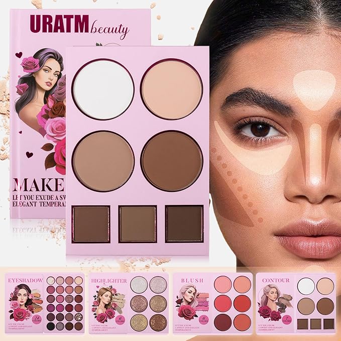 4-Layer Book-Style Foldable Makeup Palette Set | Portable & Long-Lasting | Contour Blush Highlight Eyeshadow, Professional 43 Shades, Suitable for Multiple Skin Tones & Makeup Looks, Gift Idea-Velvo Beauty