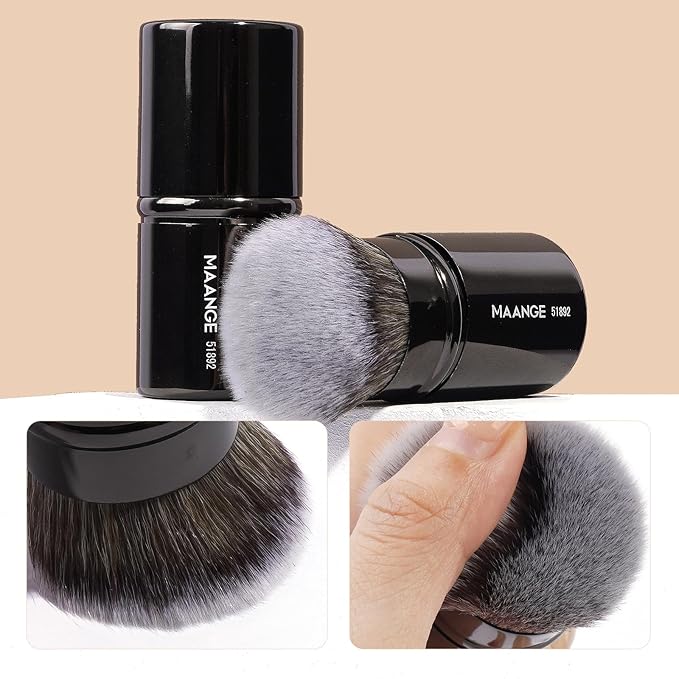 MAANGE 7pcs Makeup Brush Set Double Sided Kabuki Makeup Brushes Contour Brush for Foundation Liquid Powder Concealer Cream Cosmetics Bronzer Blending Blush Buffing Makeup Tools (Black)-Velvo Beauty