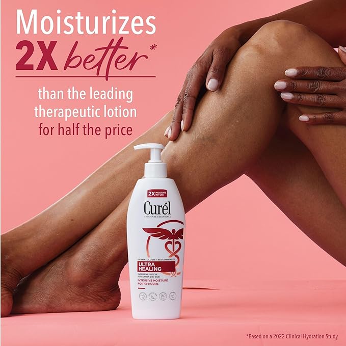 Curel Ultra Healing Intensive Fragrance-Free Lotion For Extra-Dry Skin, Dermatologist Recommended, Ideal for Sensitive Skin, Cruelty Free, Paraben Free, 13 Oz, Pack of 3-Velvo Beauty