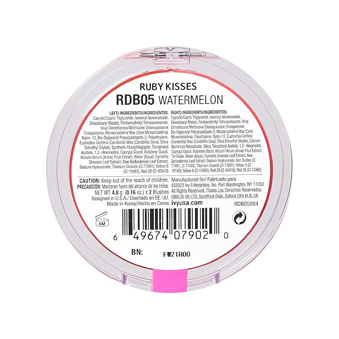 Ruby Kisses Duo Cream Blush, Smooth, Natural-Looking, Long-Lasting Face Makeup Blush for Cheeks, Lips, and Eyes, Buildable and Blendable, Infused with Green Tea, Aloe Vera Extract, and Hyaluronic Acid-Velvo Beauty