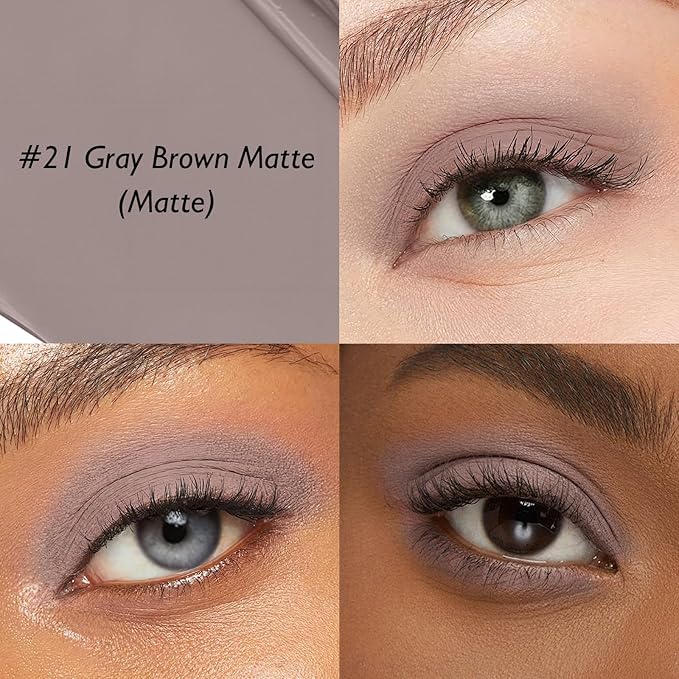 Eyeshadow Stick Gray Brown, Matte Cream Eye Shadow Stick Waterproof Neutral Nude Eyeliner Brightener Pencil Crayon Long-Lasting Eye Highlighter Makeup for Older Women Easy to Use High Pigmented-Velvo Beauty