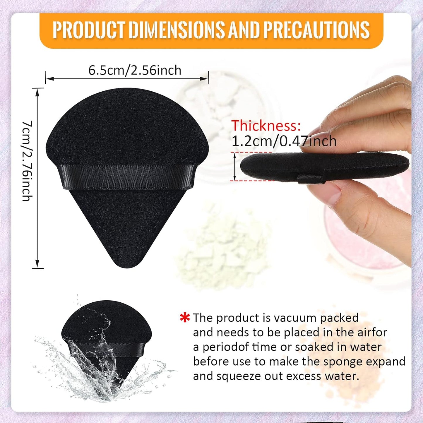 Meanplan 100 Pcs Powder Puff Face Soft Makeup Sponge Triangle Powder Puffs for Loose Velour Cosmetic Foundation Wet Dry Sponge Makeup Tools(Black)-Velvo Beauty