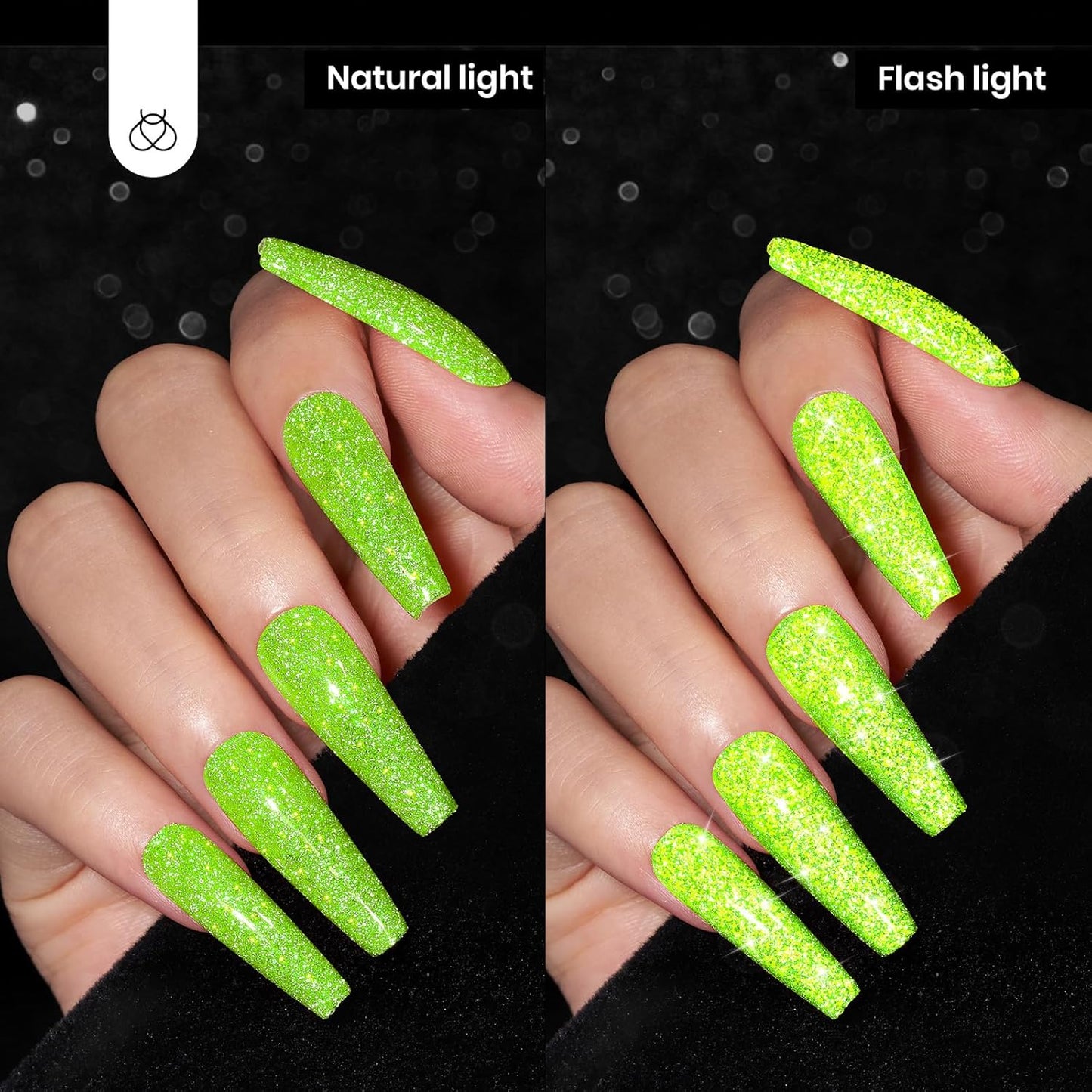 beetles Gel Polish Green Glitter Gel Nail Polish 15ml Reflective Nail Art Manicure Salon DIY at Home Gifts for Women Lime Shock-Velvo Beauty