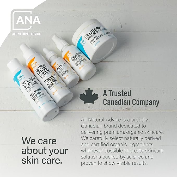 All Natural Advice Vitamin C Serum 30mL | 20% Vitamin C Face Serum Solution with Organic Botanicals, Hyaluronic Acid & Vitamin E | UV-Shielding Glass Bottle with Dropper | Canadian Skin Care-Velvo Beauty
