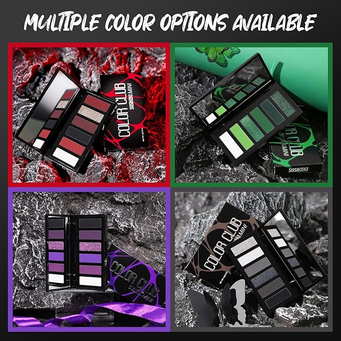 Green Eyeshadow Palette with Mirror Lime Forest Emerald Tones Matte Shimmer 6 Colors Mini Eye Shadow Pallet Travel Size Highly Pigmented for Goth Fairy Joker Wicked Halloween Parties Makeup-Velvo Beauty