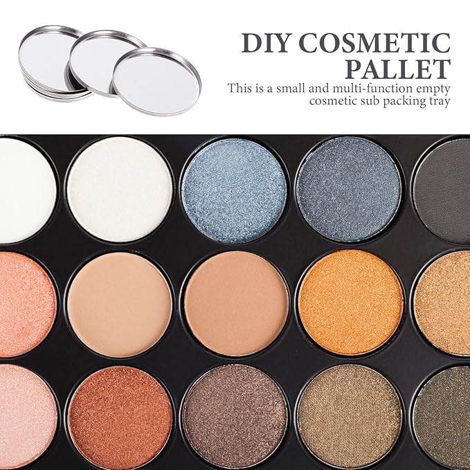 20pcs Metal Makeup Eyeshadow Jars Pan Palettes Tin Lipstick Foundation Single Holder Watercolor Eye Tray Steel Round Blush Pans Magnetic Cosmetic Plate Empty Pigment for-Velvo Beauty