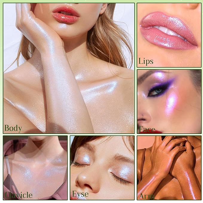 Highlighter Palette, Chameleon Face Shimmer Blush Makeup, Multichrome Glitter Holographic Iridescent Purple Sparkle, Rainbow Color Shifting Eyeshadow Cheek Contour Highlight Creamy Powder Pallet-Velvo Beauty