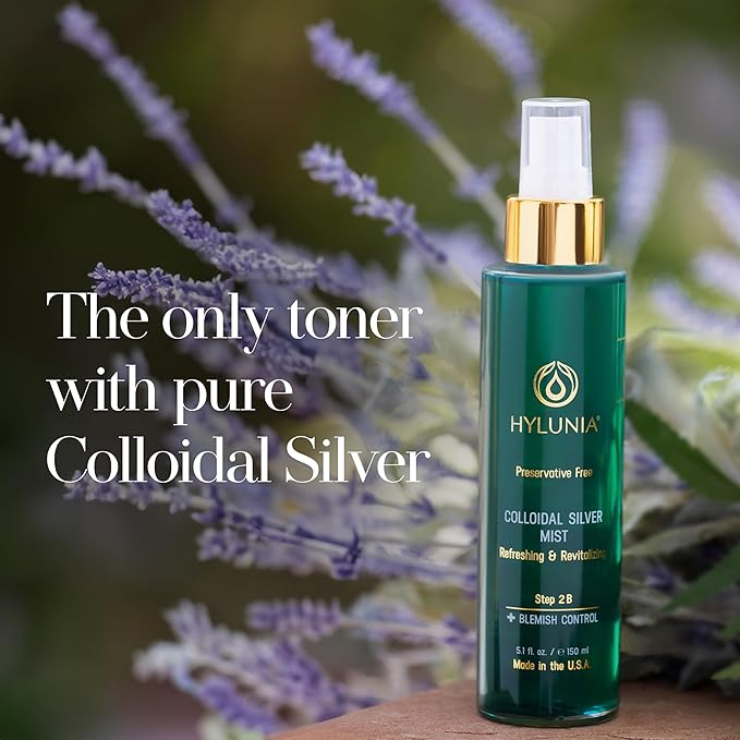 Hylunia Colloidal Silver Mist Toner 5.1 fl. oz. – Hydrating Versatile Toner for Acne-Prone Inflamed Skin | Infused with Colloidal Silver & Lavender for Glowing Skin Cuts & Burns, Body-Refresher-Velvo Beauty