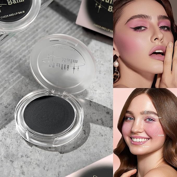 Black Cream Blush, Color Changing Blush For Cheeks & Lips Balm Tint Black Clear Color Change pH Magic Waterproof Gel Cheek Blendable Multi-Use Balm-Velvo Beauty
