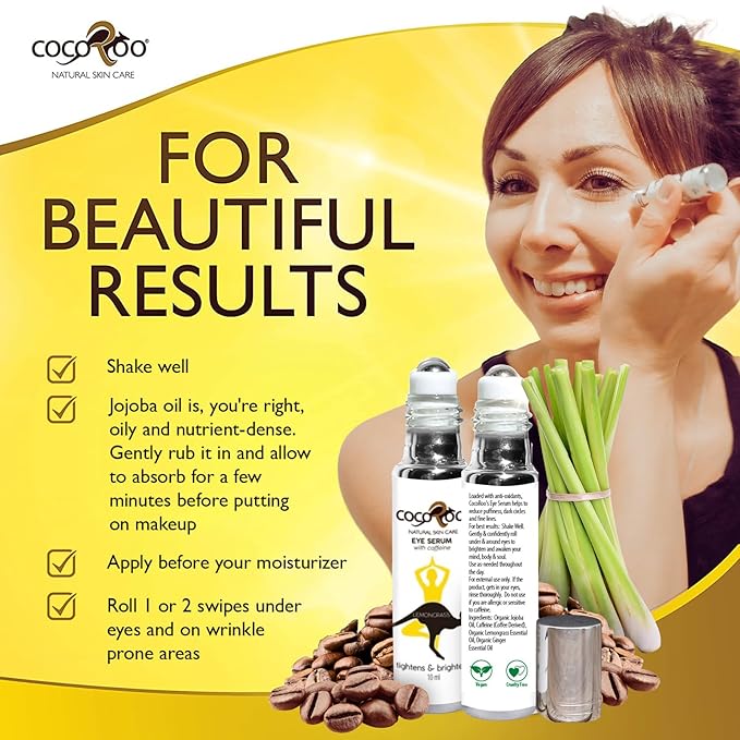 Caffeinated Eye Serum, Nutrient-Dense, 100% Pure, Natural & Vegan (Lemongrass)-Velvo Beauty