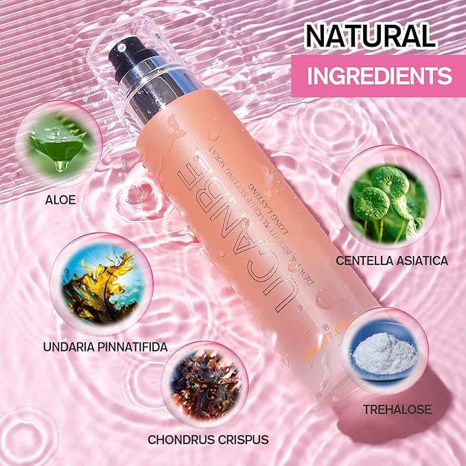 UCANBE Dewy Makeup Setting Spray, Moisturizing Finishing Spray Long Lasting Face Mist, Lightweight Hydrate Make Up Spray for Natural Glow, 7 Fl Oz Large Size-Velvo Beauty