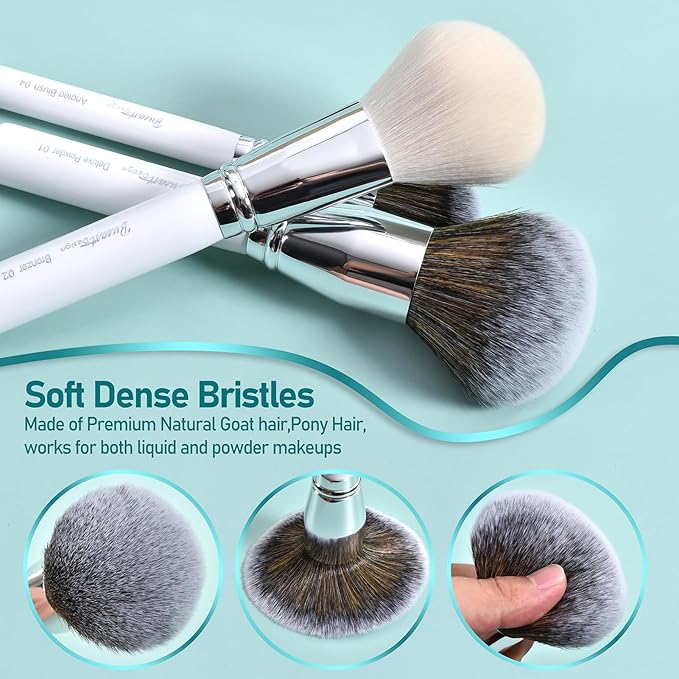 Professional Makeup Artist Brushes Set 26Pcs Real Natural Goat Hair Labeled White Makeup Brush Set with Foundation Powder blush concealer blending eyeshadow contour make up brushes set-Velvo Beauty