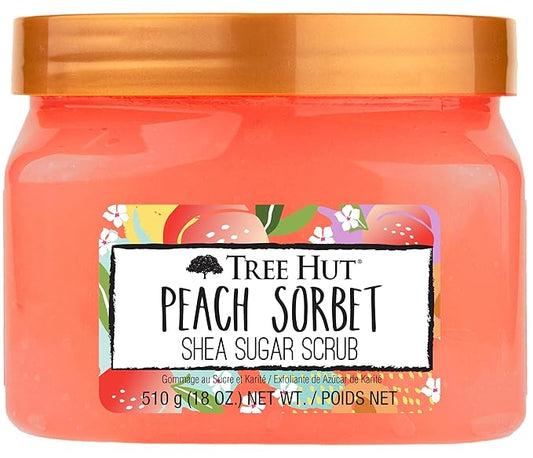 Tree Hut Peach Sorbet Shea Sugar Scrub | Exfoliating Body Scrub Removes Dead, Dry Skin for a Soft & Hydrated Feel | Nourishing Essential Body Care | 18 fl oz.-Velvo Beauty