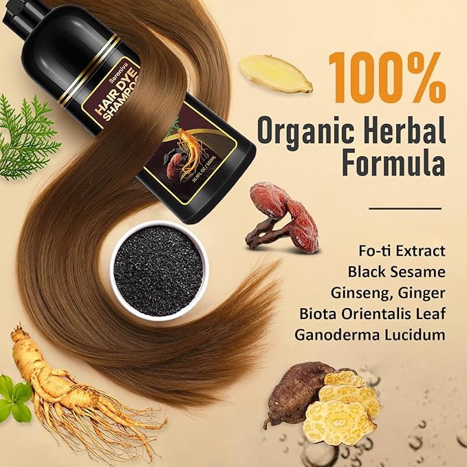 3-in-1 Hair Dye Shampoo Light Brown, Natural Hair Color Shampoo for Gray Hair, Hair Instant Dye Shampoo for Women & Men, Long-Lasting Shampoo Hair Dye Colors Hair in Minutes, Champu Para Canas, 500 Ml-Velvo Beauty