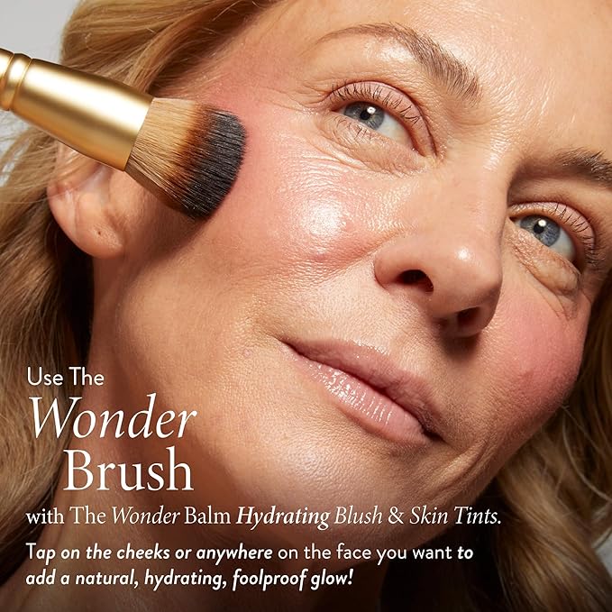 LAURA GELLER NEW YORK The Wonder Brush, Makeup Brush with Wooden Handle, Apply The Wonder Balm, Cream & Liquid Blush, Even Application and Blending-Velvo Beauty