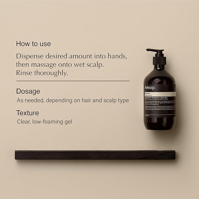 Aesop Shampoo | Soften Hair, Restore Shine | Bergamot Rind, Frankincense, Cedar Atlas | 16.9 oz / 500mL-Velvo Beauty
