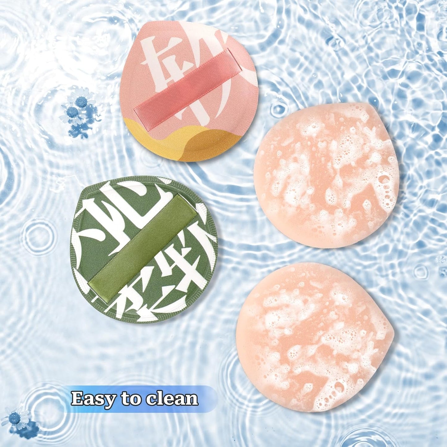 4 PCS Foundation Sponge, Korean Makeup Sponge Puff Teardrop Setting Powder Puff Face Makeup Cushion Puff Soft Beauty Blender Sponge for Concealer Liquid Cream and Powder, Beginner Friendly, Medium-Velvo Beauty