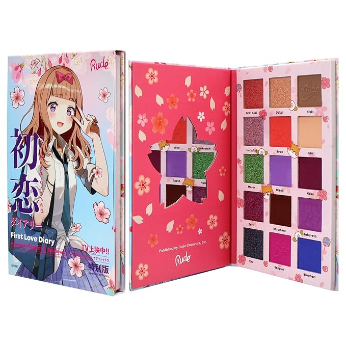Manga Collection Pressed Pigments and Shadows Palette - First Love Diary by Rude Cosmetics for Women - 0.77 oz Palette-Velvo Beauty