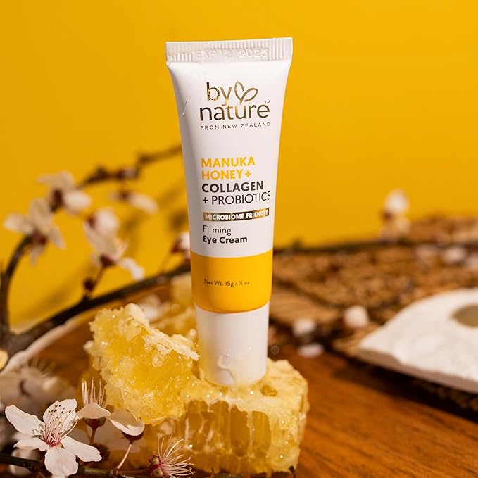 By Nature Eye Cream - Manuka Honey, Collagen, and Probiotics - Hydrating Under Eye Cream for Dark Circles - Skincare from New Zealand - .5oz-Velvo Beauty