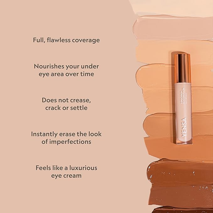 YENSA Super Serum Silk Concealer - Age-Defying Asian Skincare, Natural Superfood Ingredients Cover Imperfections, Boost Collagen (Medium 1) - .20 fl oz-Velvo Beauty