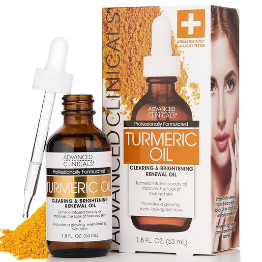Advanced Clinicals Turmeric Oil Serum For Face | Facial Skin Care Serum With Jojoba + Coconut Oil To Improve Appearance Of Dark Spots & Uneven Skin Tone | Antioxidant Dry Skin Moisturizer, 1.8 Fl Oz-Velvo Beauty