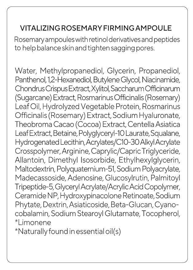 AROMATICA Vitalizing Rosemary Firming Ampoule Serum 30ml - Skin Revitalizing Retinol Serum for Face, Moisturizing & Strengthening Skin Barrier-Velvo Beauty