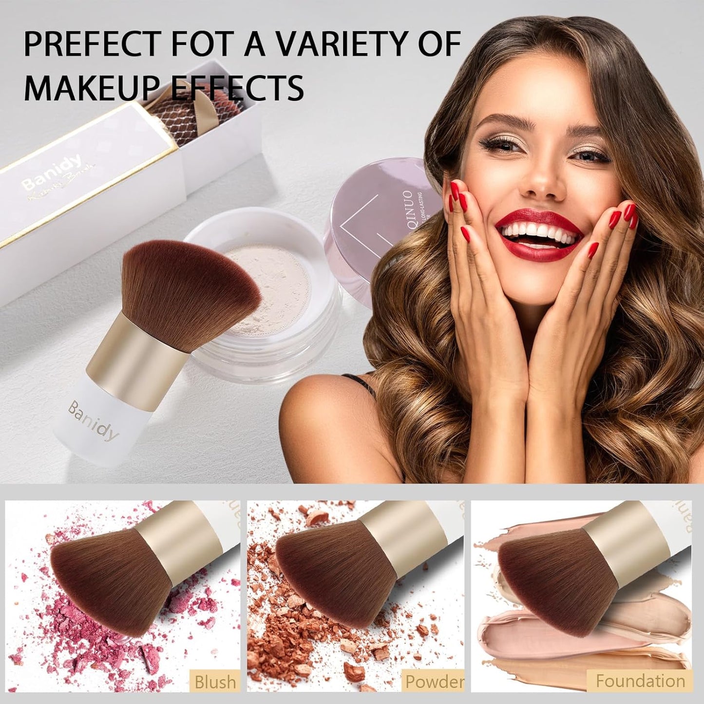 Kabuki Face Makeup Brush, Portable Travel Blush Brush Flawless for Foundation, Powder, Bronzer Buffing, Liquid, Cream, Cruelty Free-Velvo Beauty