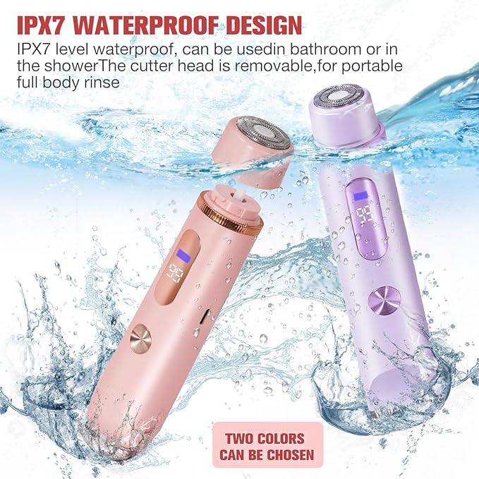 Bikini Trimmer for Women Electric Razors for Women Women's Electric Razor 2 in 1 Shaver Pubic Hair Trimmer Ipx7 Waterproof Wet Dry Use Bikini Shaver for Ladies Pubic, Legs, Face, Underarms (Pink)-Velvo Beauty