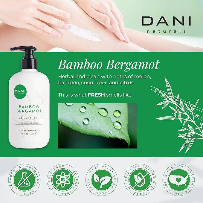 Naturals Hand & Body Lotion - Clean Bamboo Bergamot Scented, Deep Hydration Lotion for Dry Skin, With Shea Butter & Aloe Vera, Natural & Organic Ingredients, Paraben-Free, 12 Oz-Velvo Beauty