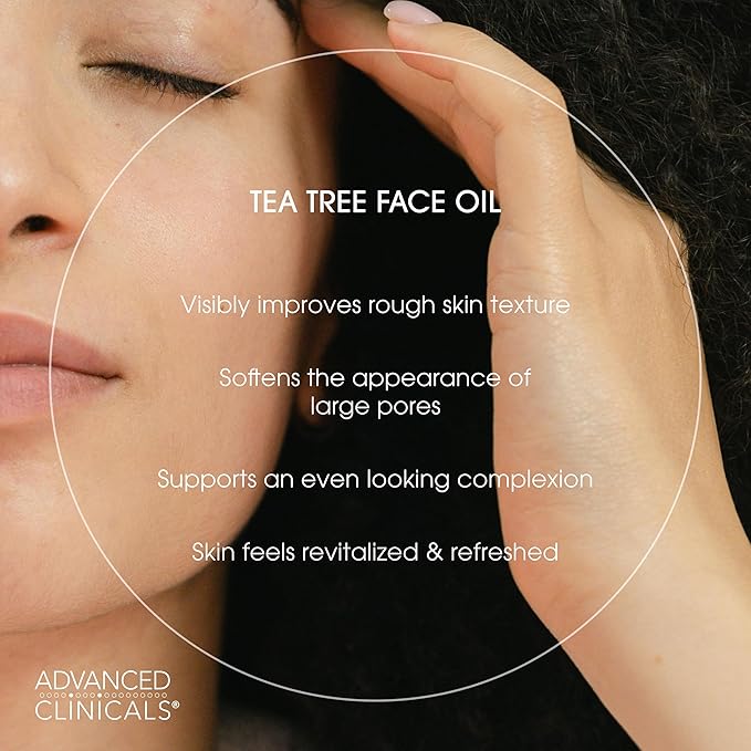 Advanced Clinicals Tea Tree Oil For Skin Facial Serum | Tea Tree Serum For Face With Vitamin E + Botanicals To Help Improve Appearance Of Large Pores & Skintone For Smoother Looking Skin, 1.8 Fl Oz-Velvo Beauty