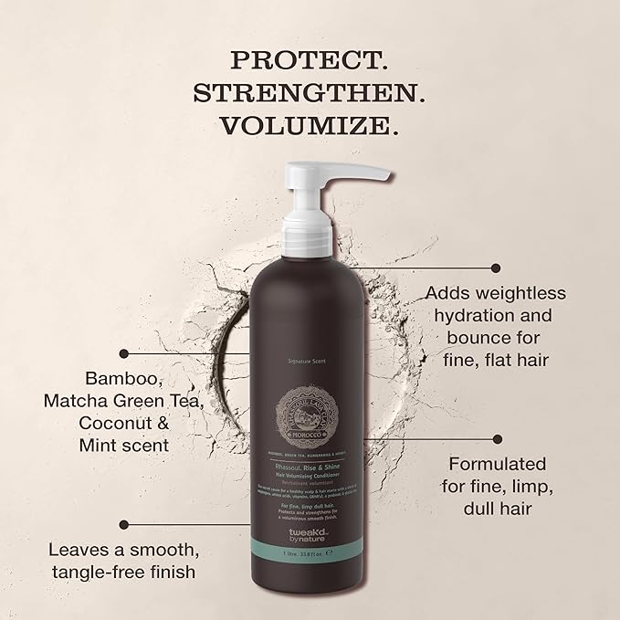 Tweak’d by Nature - Rise & Shine Hair Volumizing Conditioner for Fine Hair, Paraben Free and Sulfate Free Conditioner, Hydrating Hair Care for Soft, Tangle-Free Finish (33.8 ounces)-Velvo Beauty