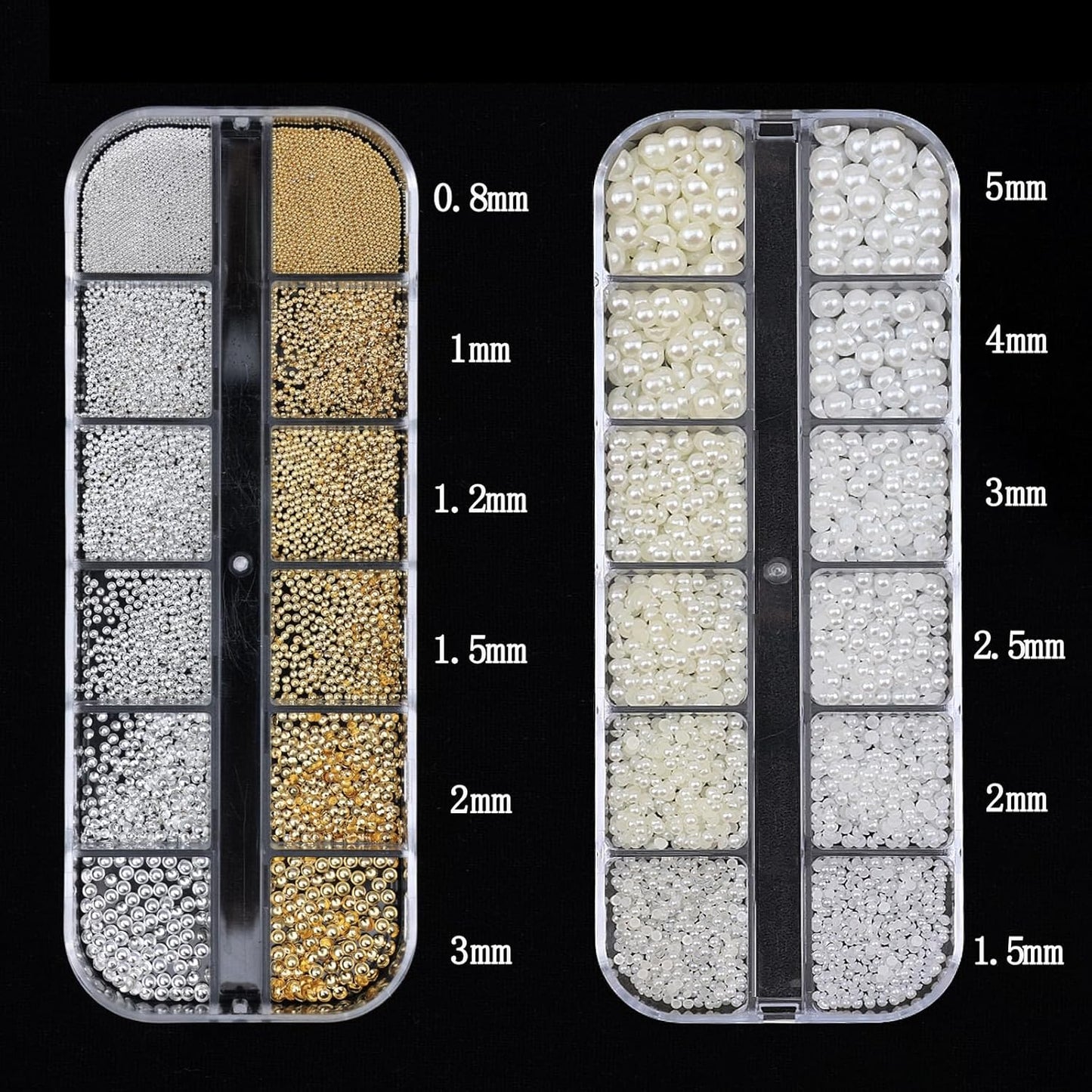 Nail Art Pearls with Nail Rhinestones Glue Gel Flatback Pearls Nail Charms Luxurious Nail Supplies Accessories Gold Silver Nail Gems Jewelry Pearls for Women Nail Design-Velvo Beauty