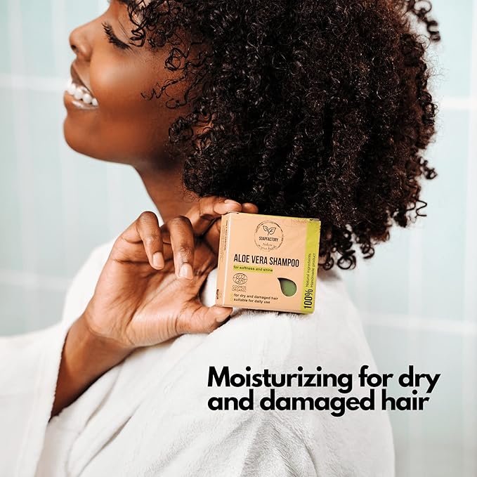 SoapFactory Organic Solid Shampoo Bar for thinning Hair, Hair Soap with Aloe Vera for Men and Women, 100% Natural, Vegan, Handmade, Plastic Free, 3 ounce-Velvo Beauty