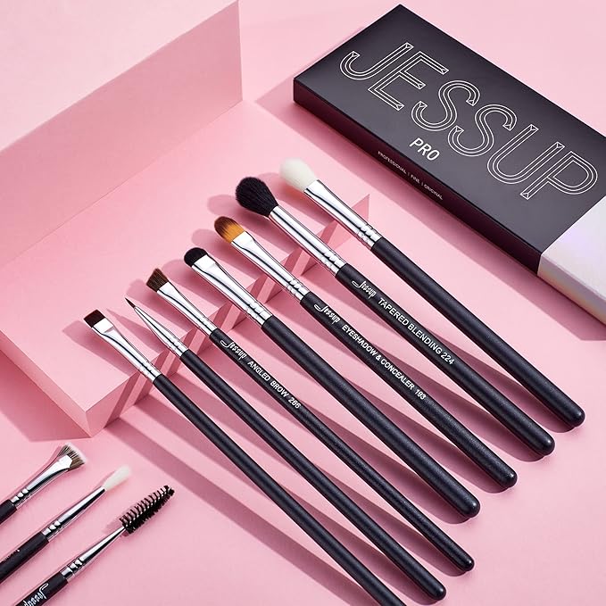 Jessup Eye Makeup Brushes 10 pcs, Premium Synthetic Eyeshadow Blending Concealer Eyebrow Eyeliner Brush Set T315-Velvo Beauty