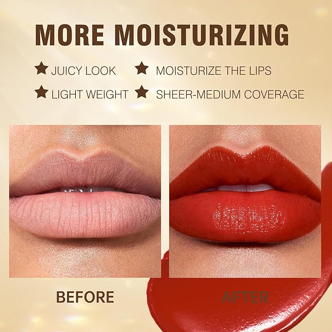 MAKI YIKA Red Lipstick for Women Moisture Hydrate Lipsticks Glossy Coral Lipsticks Sheer Finish Lightweight Tinted Lip Balm(Z05 Coral Moon)-Velvo Beauty