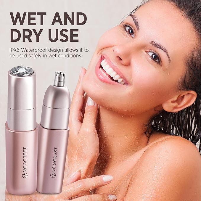 Facial - Nose Hair Remover Women: 2 in 1 Painless Electric Face Shaver and Nose Trimmer - Rechargeable Hair Removal Tool for Face Nose Ear Peach Fuzz Lips Chin-Velvo Beauty
