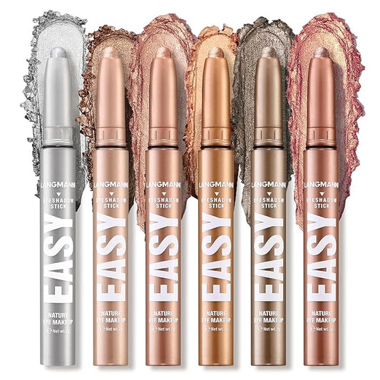 Jolilab Eyeshadow Stick Set, 6 Colors Matte Professional Bright-Colored Contouring and Highlight Eyeshadow Stick, Cream Waterproof Long Lasting High Pigmented Eye Shadow. (6, Set B)-Velvo Beauty