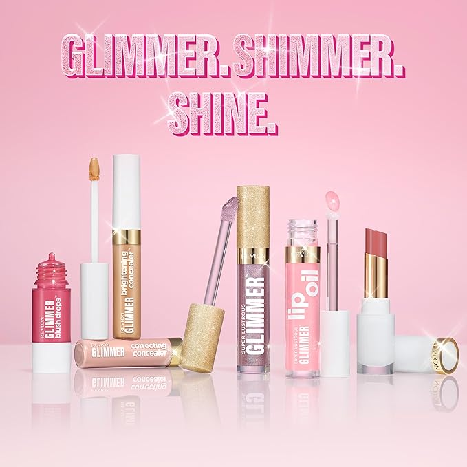 REVLON Super Lustrous Glimmer Lip Oil, Moisturizing & Tinted, Shiny Finish, Made with Plant-Based Squalane, 003 Glow Mama, 0.13 fl oz-Velvo Beauty