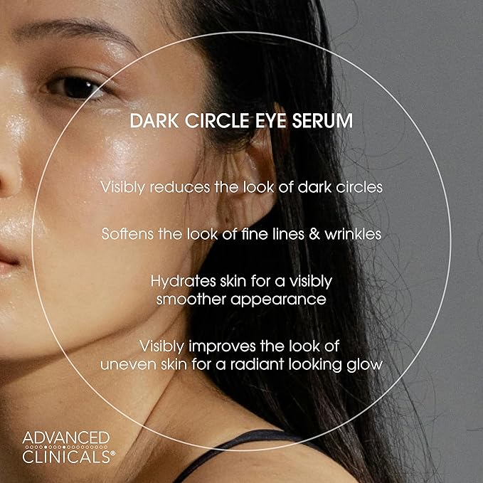 Advanced Clinicals Dark Circle Caffeine Under Eye Serum For Face With Hyaluronic Acid Moisturizer + Peptides | Brightening Vitamin C Serum Helps Improve Look Of Puffy Eye & Fine Lines, 1.75 Fl Oz-Velvo Beauty
