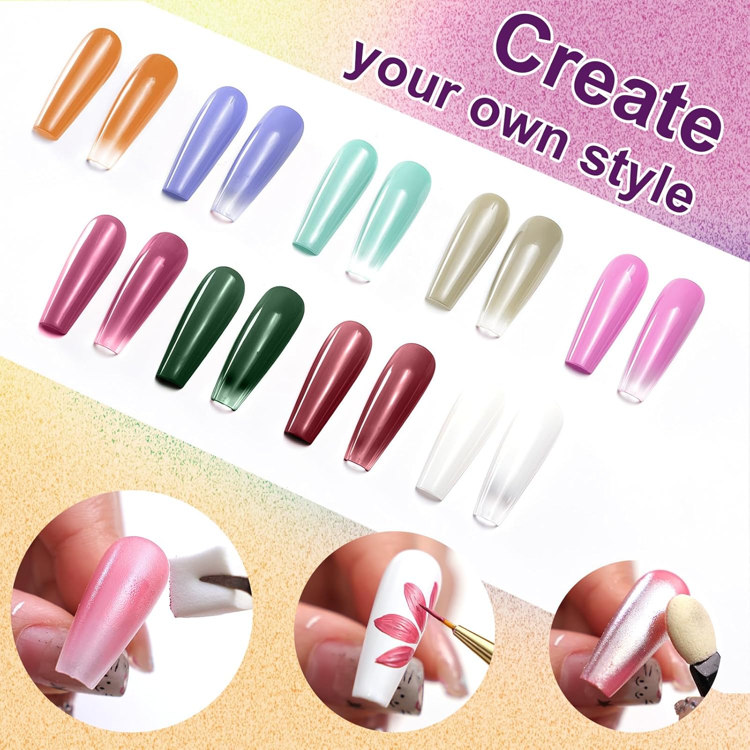 Gradient Painting Gel, 9 Colors Ombre Gel Nail Polish Brown Red Sponging for Pigment Pat Aura Nails French Manicure Long-lasting Soak of UV Home Salon DIY Nail Art Foreign Landscapes-Velvo Beauty