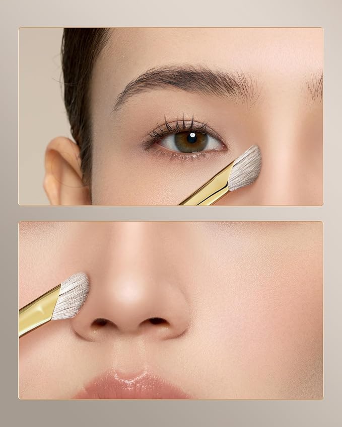 Desert Oak Series Pro Nose Sculptor - Arctic Fluff Hybrid Bristles for Nasal Contouring, Wide Angled Nose Brush, Bubinga Handle (CM 197)-Velvo Beauty