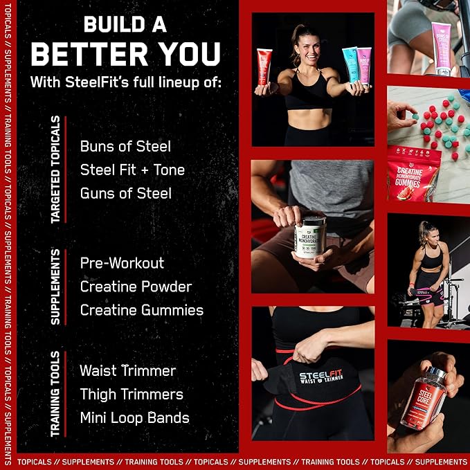 SteelFit Abs of Steel Maximum Definition Cream - Skin Tightening, Toning & Firming Lotion for Sculpting Abs - L-Carnitine Pre & Post Workout Supplement for Men & Women - Non-Greasy Formula, 3.4 Ounces-Velvo Beauty