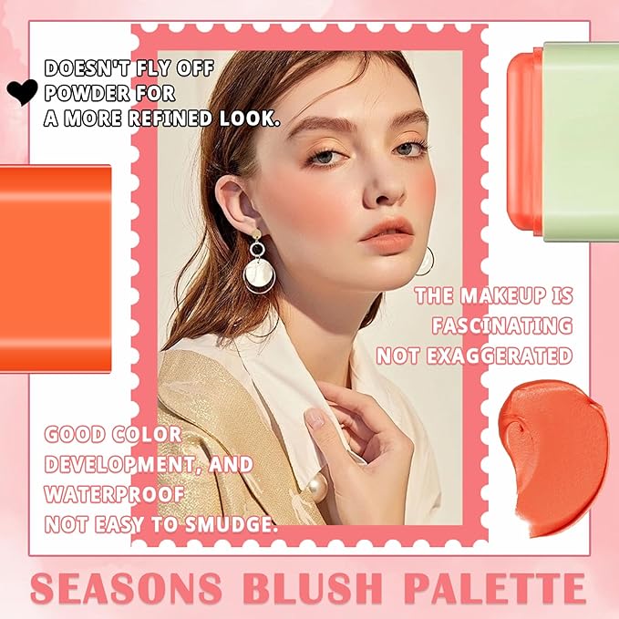 Blush Cream for Cheeks,Face Matte Contour Blush Makeup,Buildable Shimmer Facial Cheek Blusher Shades,Blendable Cosmetic Makeup Blush 02-Velvo Beauty